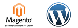 Logos von Magento und WordPress