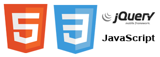 Logos von HTML5, CSS3, jQuery und JavaScript